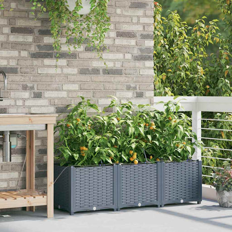 Vidaxl tuin bloempot 3 pcs licht grijs staal