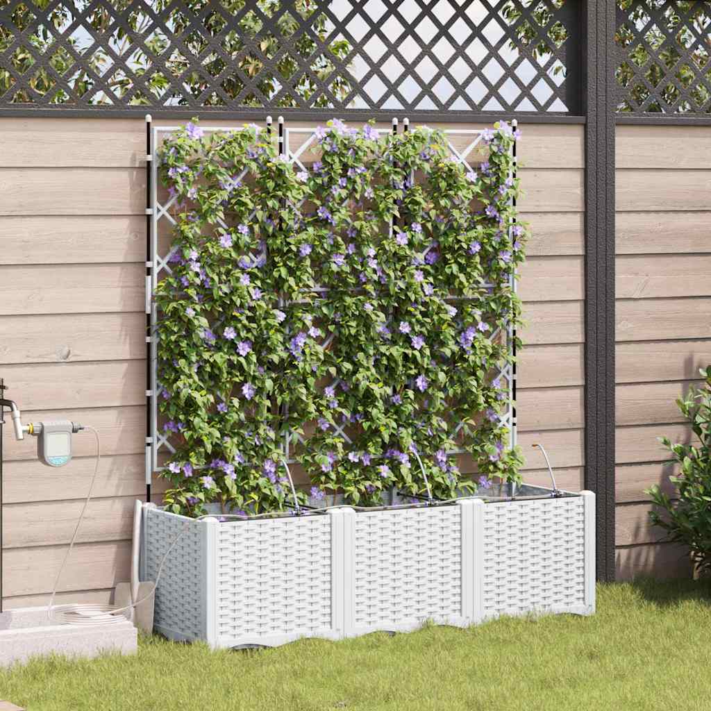 Vidaxl tuin bloempot 3 pcs wit staal