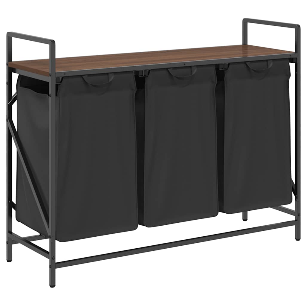 Vidaxl wasmand 3 vakken met plank bruin eikenkleurig