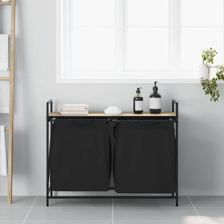 Vidaxl wasmand 2 vakken met plank sonoma eikenkleurig