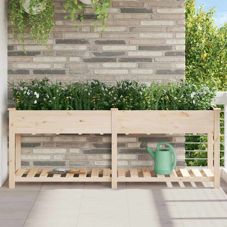 Vidaxl tuin bloempot beige 203 x 53 x 76,5 cm massief vurenhout
