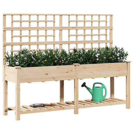 Vidaxl tuin bloempot beige 203,5 x 54 x 152,5 cm massief vurenhout