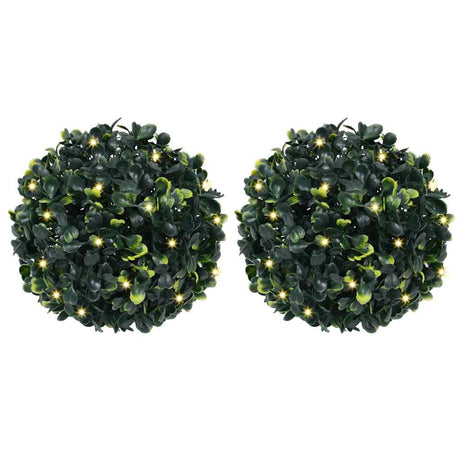 Vidaxl kunstbuxusballen met led-verlichting 2 st 22 cm groen