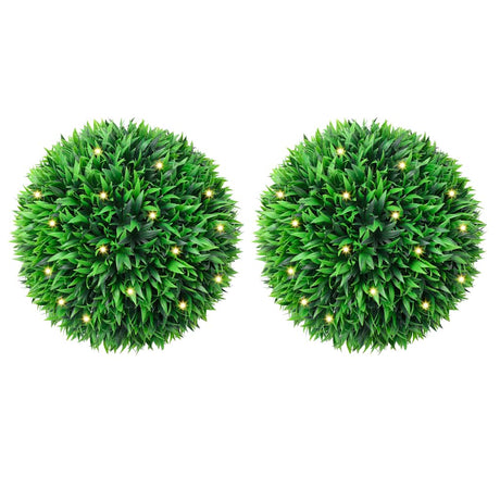 Vidaxl kunstbuxusballen met led-verlichting 2 st 38 cm groen