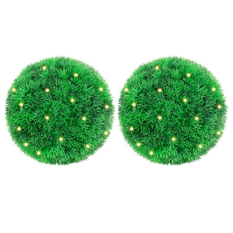 Vidaxl kunstbuxusballen met led-verlichting 2 st 22 cm groen