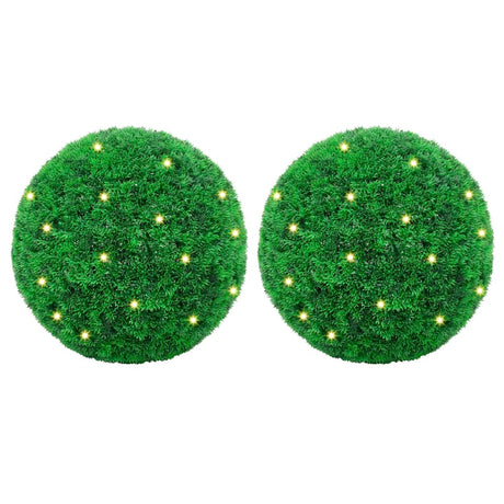 Vidaxl kunstbuxusballen met led-verlichting 2 st 27 cm groen