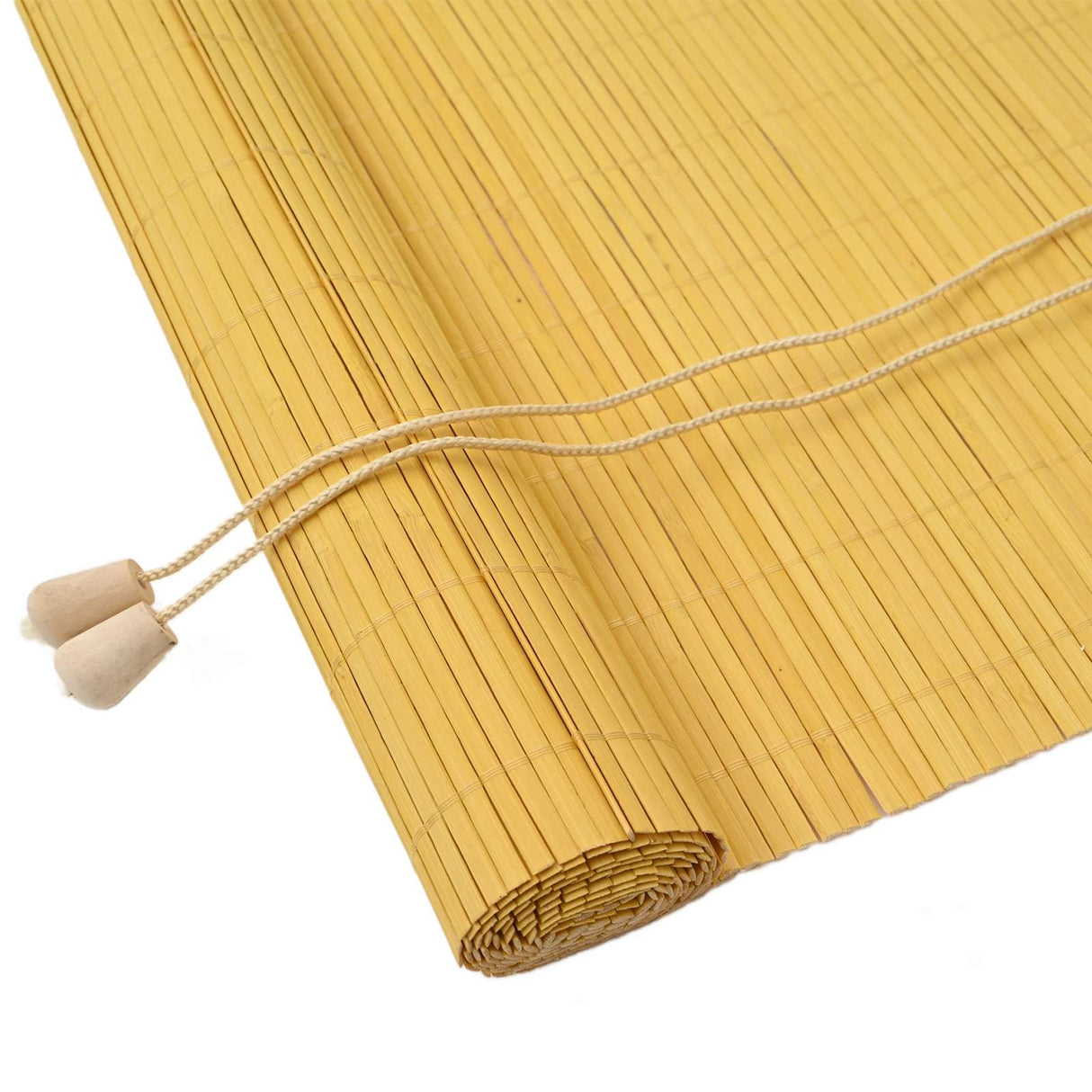 Vidaxl rolgordijn met gordijnen geel 80 x 160 cm bamboe