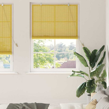 Vidaxl rolgordijn met gordijnen geel 110 x 220 cm bamboe