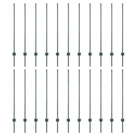 Vidaxl afrasteringspaal 22 pcs groen 160 cm staal
