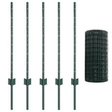 Vidaxl hek met paal groen 0,8 x 10 m staal en pvc