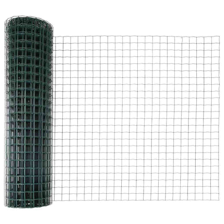 Vidaxl hek met paal groen 1 x 10 m staal en pvc