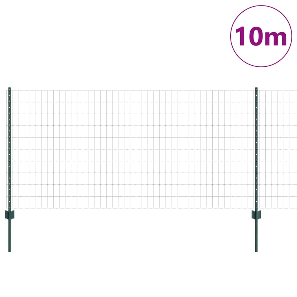 Vidaxl hek met paal groen 1 x 10 m staal en pvc