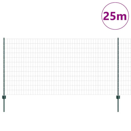 Vidaxl hek met paal groen 1,2 x 25 m staal en pvc