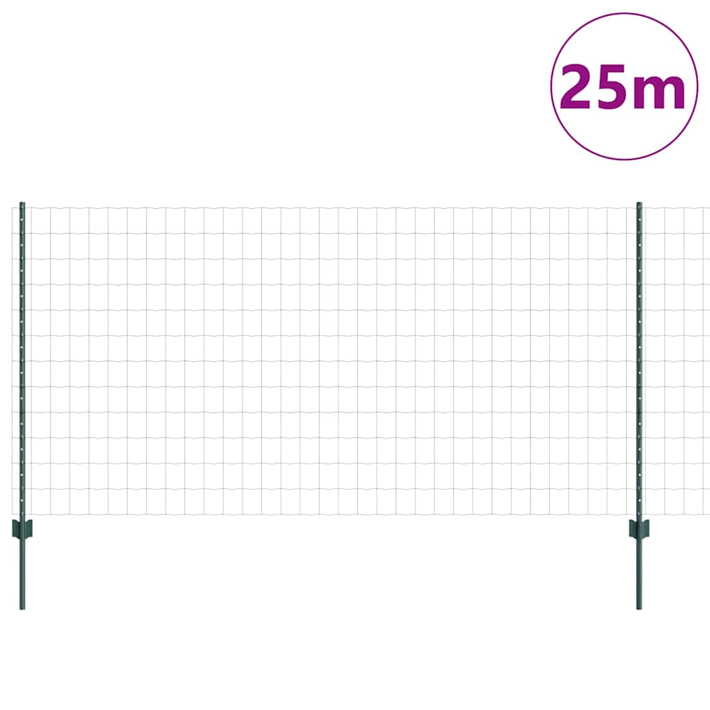Vidaxl hek met paal groen 1,2 x 25 m staal en pvc
