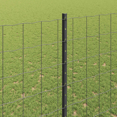 Vidaxl hek met paal grijs 1,6 x 10 m staal en pvc