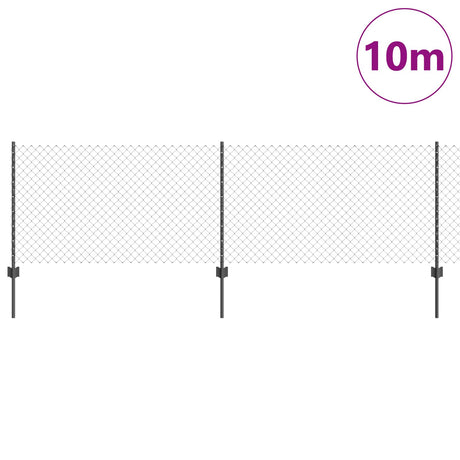 Vidaxl hek met paal grijs 0,8 x 10 m staal en pvc