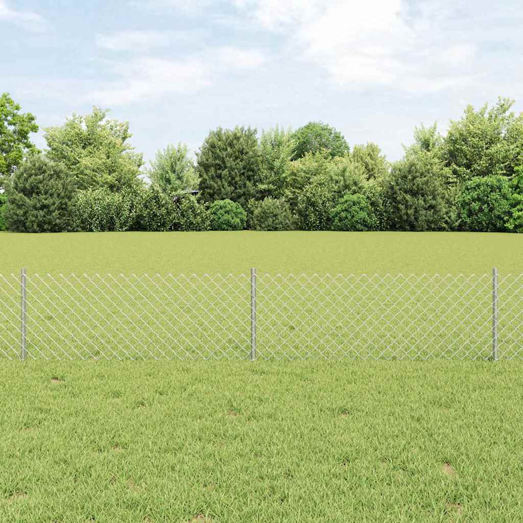 Vidaxl hek met paal zilver 0,4 x 25 m staal