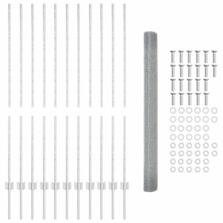 Vidaxl hek met paal zilver 1,4 x 25 m staal
