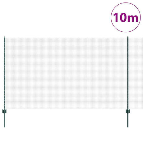 Vidaxl hek met paal groen 1,4 x 10 m staal en pvc