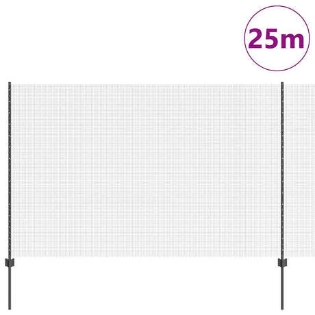 Vidaxl hek met paal grijs 1,6 x 25 m staal en pvc