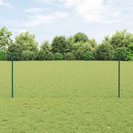 Vidaxl hek met paal groen 1 x 10 m staal en pvc