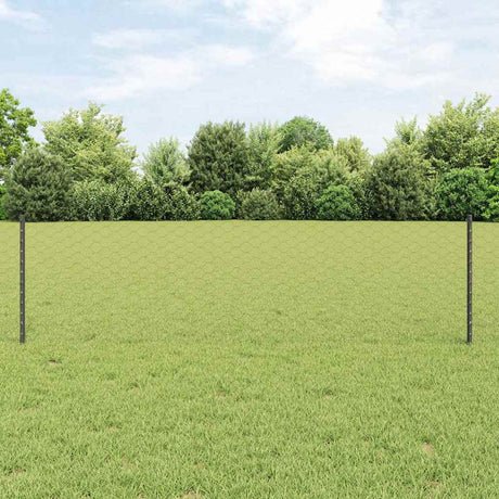 Vidaxl hek met paal grijs 0,6 x 25 m staal en pvc