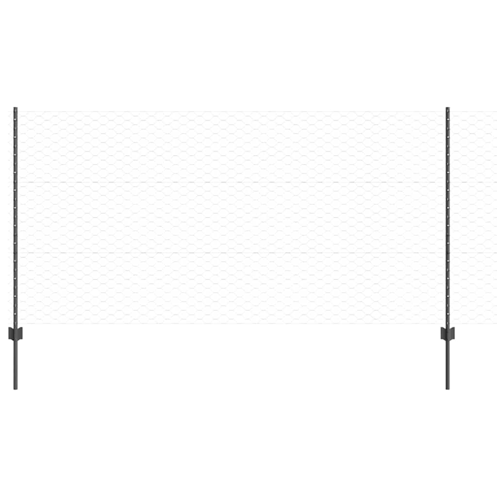 Vidaxl hek met paal grijs 1,2 x 25 m staal