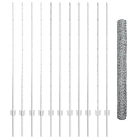 Vidaxl hek met paal zilver 1,4 x 25 m staal