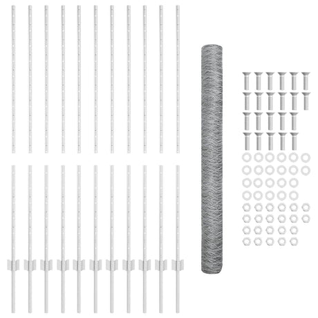 Vidaxl hek met paal zilver 1,4 x 25 m staal