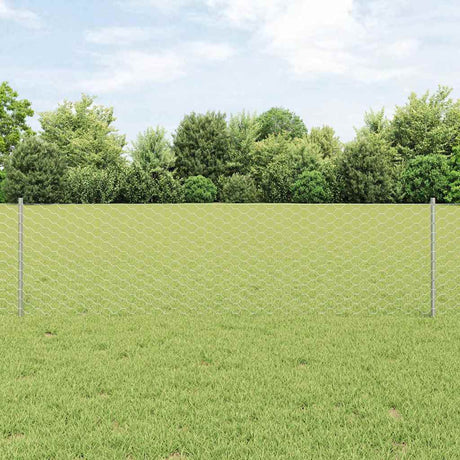 Vidaxl hek met paal zilver 0,6 x 50 m staal