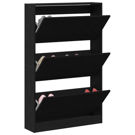 Vidaxl schoenenkast zwart eiken 80 x 21 x 125,5 cm bewerkt hout