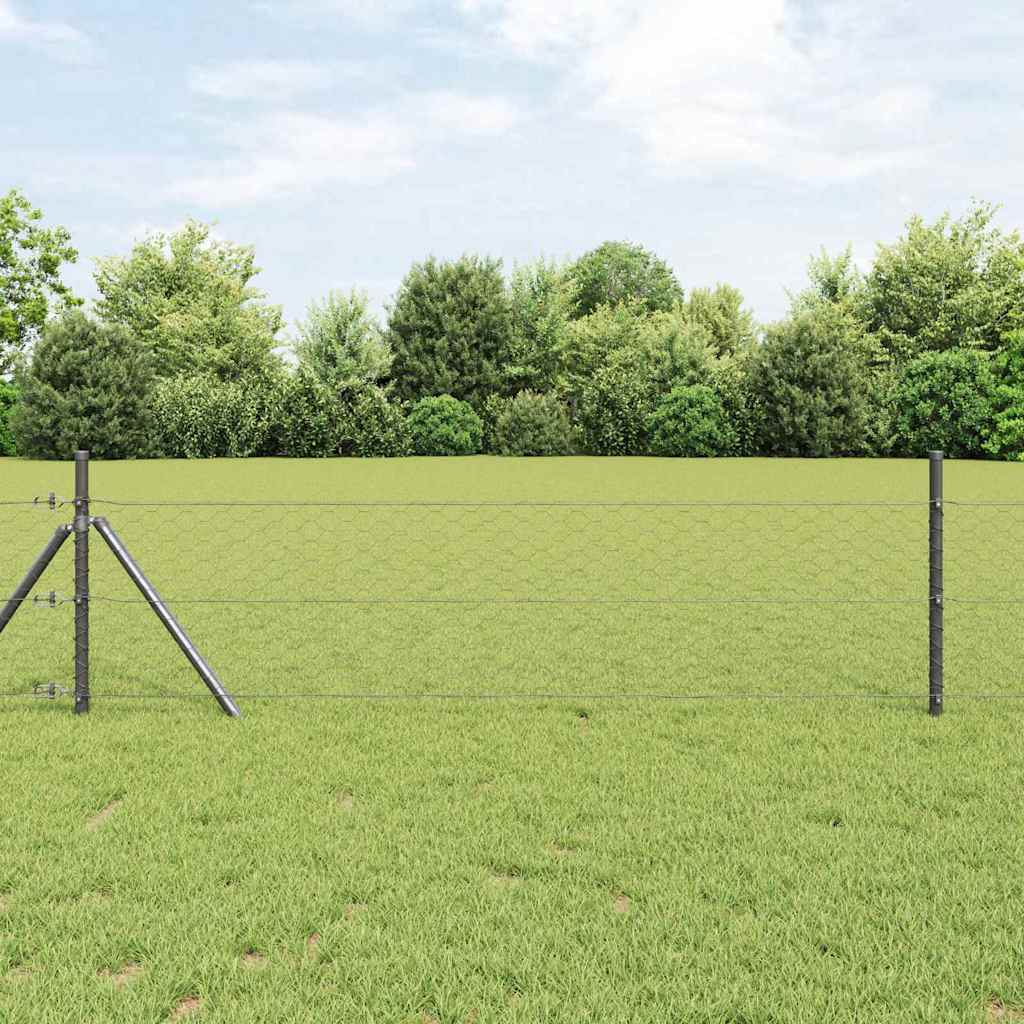 Vidaxl hexagon hek grijs 1,6 x 25 m pvc