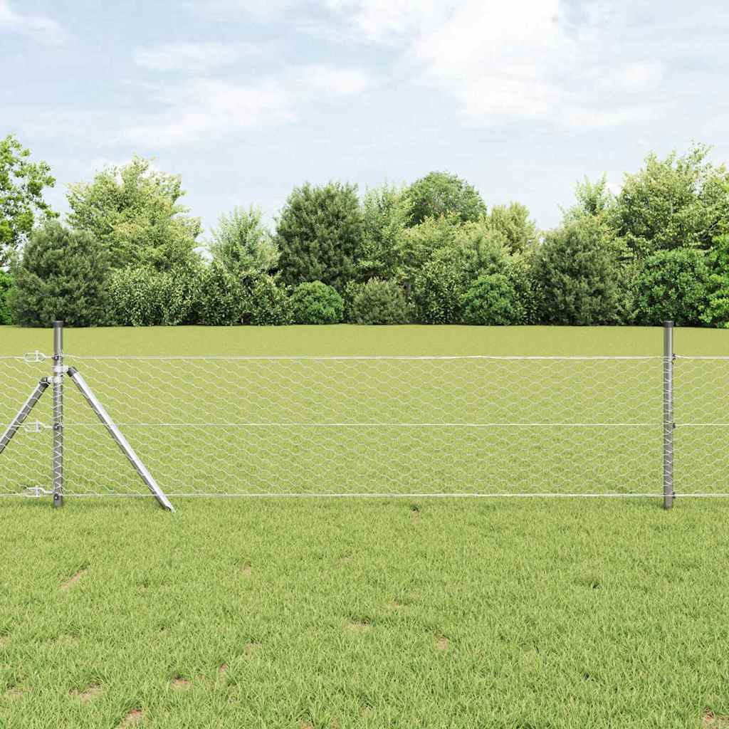 Vidaxl hexagon hek zilver 0,4 x 100 m gegalvaniseerd staal