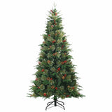 Vidaxl kunstmatige inklapbare kerstboom groen 210 cm pvc, pe en staal