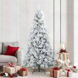 Vidaxl kunst kerstboom met geveerde takken, sneeuw bedekt wit 210 cm