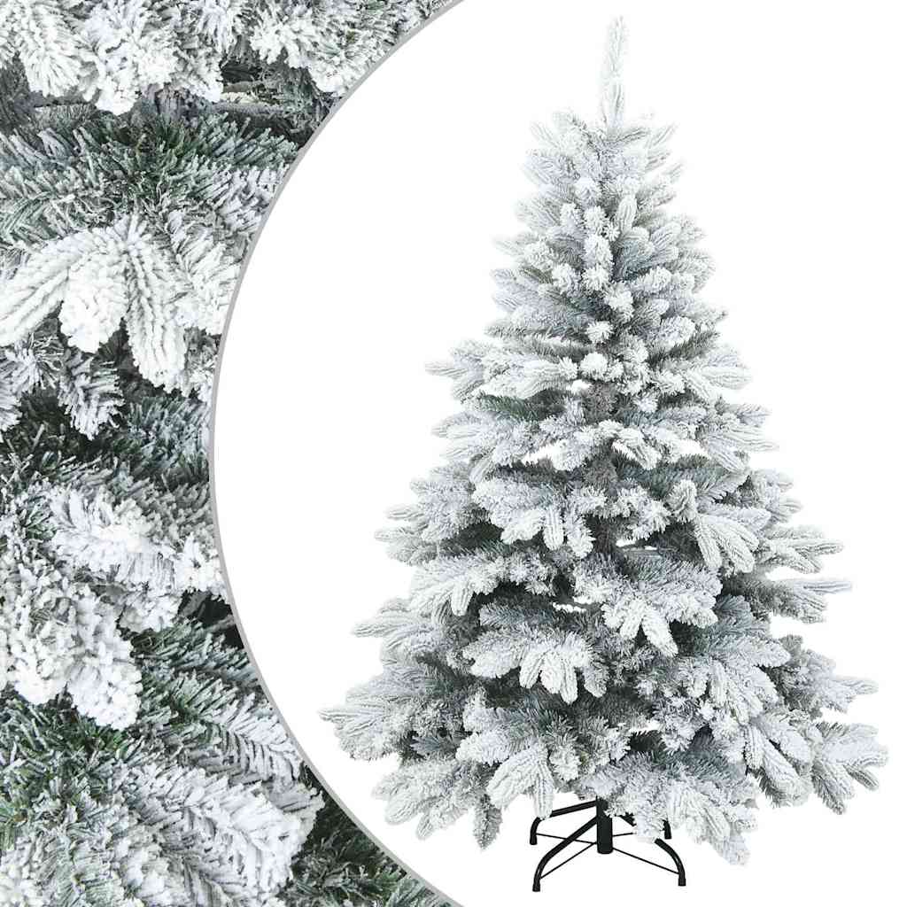 Vidaxl kunst kerstboom met geveerde takken, sneeuw bedekt wit 120 cm