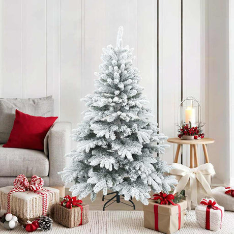 Vidaxl kunst kerstboom met geveerde takken, sneeuw bedekt wit 150 cm