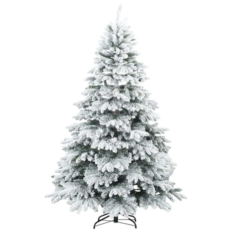 Vidaxl kunst kerstboom met geveerde takken, sneeuw bedekt wit 180 cm