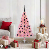 Vidaxl kunstmatig voorverlicht kerstboom met 150 led roze 120 cm pvc
