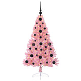 Vidaxl kunstmatig voorverlicht kerstboom met 150 led roze 120 cm pvc