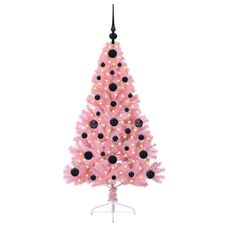 Vidaxl kunstmatig voorverlicht kerstboom met 150 led roze 120 cm pvc
