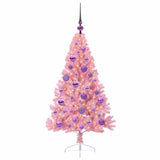 Vidaxl kunstmatig voorverlicht kerstboom met 150 led roze 120 cm pvc