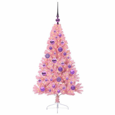 Vidaxl kunstmatig voorverlicht kerstboom met 150 led roze 120 cm pvc