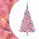 Vidaxl kunstmatig voorverlicht kerstboom met 150 led roze 120 cm pvc