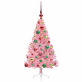 Vidaxl kunstmatig voorverlicht kerstboom met 150 led roze 120 cm pvc