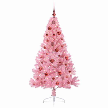 Vidaxl kunstmatig voorverlicht kerstboom met 150 led roze 150 cm pvc