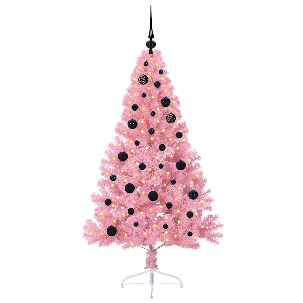 Vidaxl kunstmatig voorverlicht kerstboom met 150 led roze 150 cm pvc