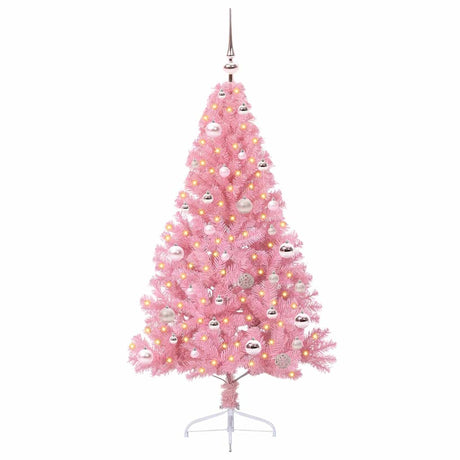 Vidaxl kunstmatig voorverlicht kerstboom met 150 led roze 150 cm pvc