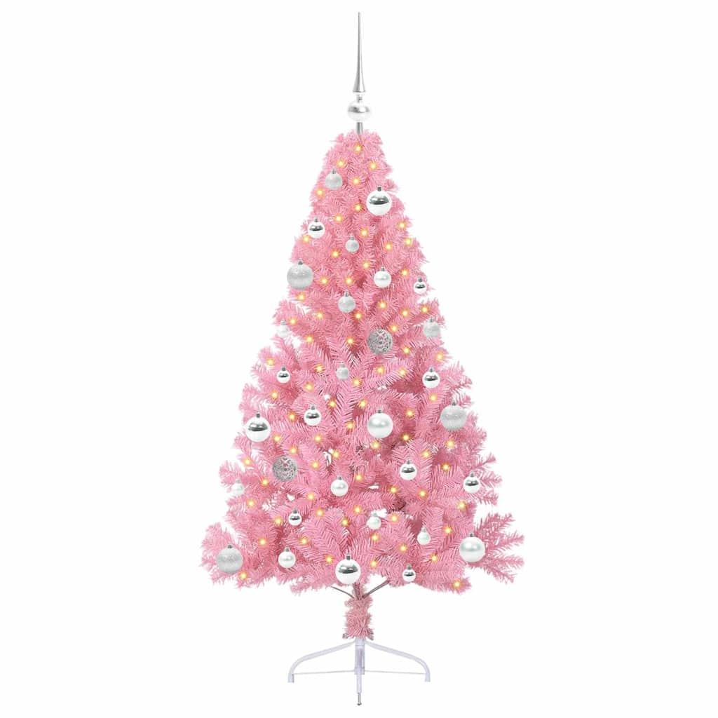 Vidaxl kunstmatig voorverlicht kerstboom met 150 led roze 150 cm pvc