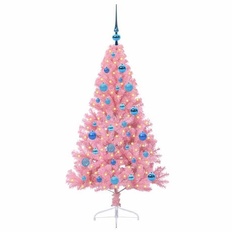 Vidaxl kunstmatig voorverlicht kerstboom met 150 led roze 150 cm pvc